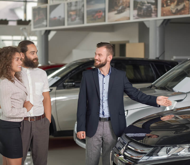 car showroom happy client