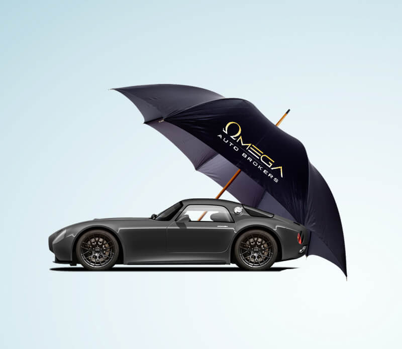 Car covered with umbrella